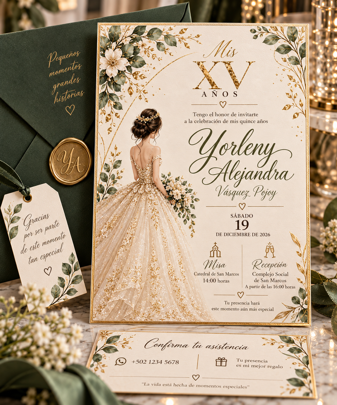 Diseño aprobado de la invitación de XV años de Yorleny Alejandra